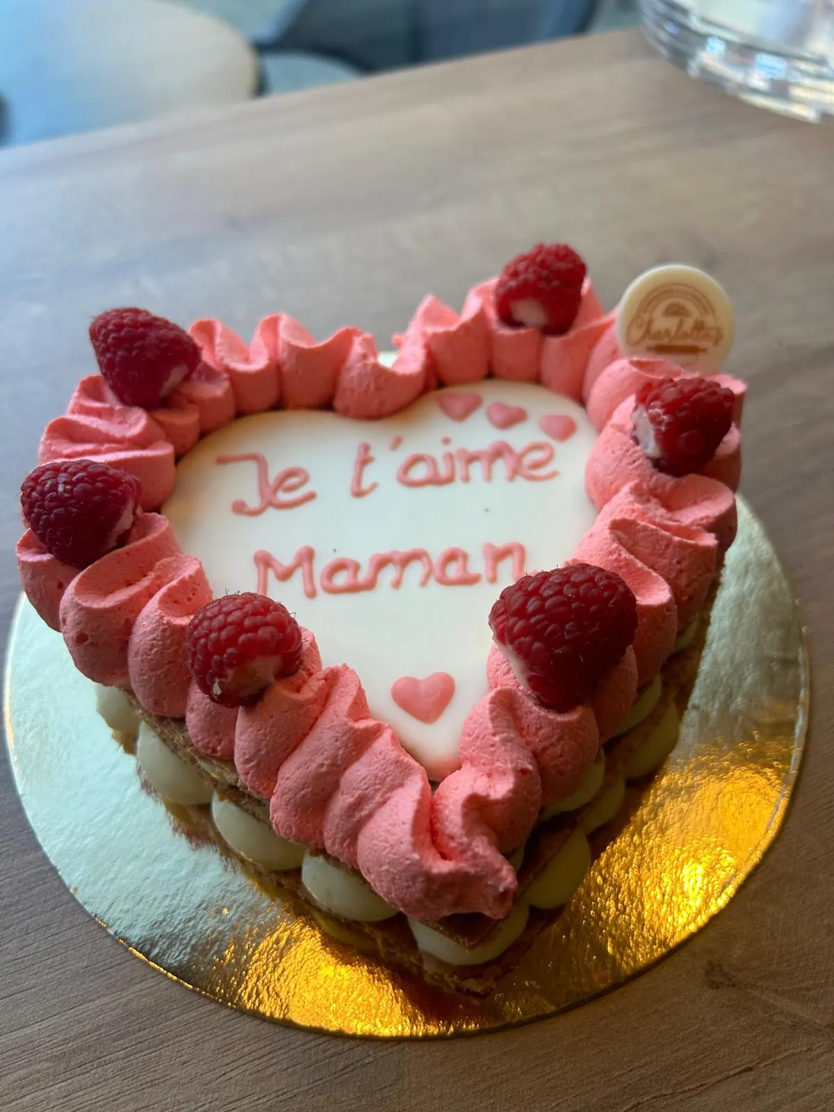 Cœur framboise « Je t'aime Maman »